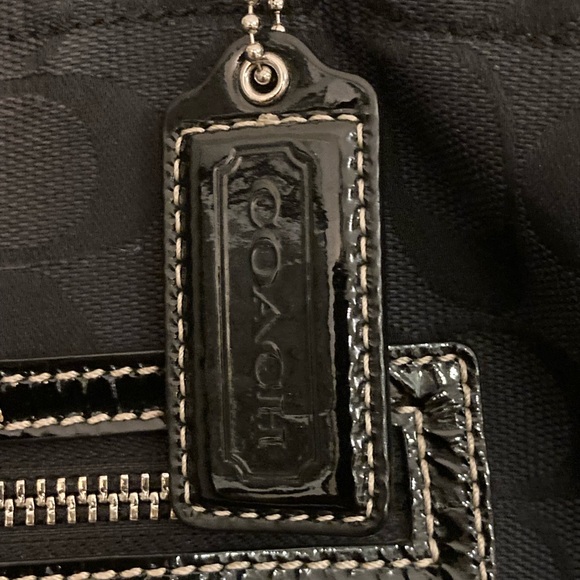 COACH CANVAS/LEATHER LOGO TOTE BAG - Picture 4 of 15